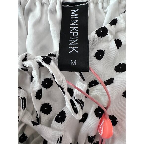 MINKPINK Tidal Top‎ NWT – Puff Sleeve Crop Polka Dot- Medium - Picture 9 of 9